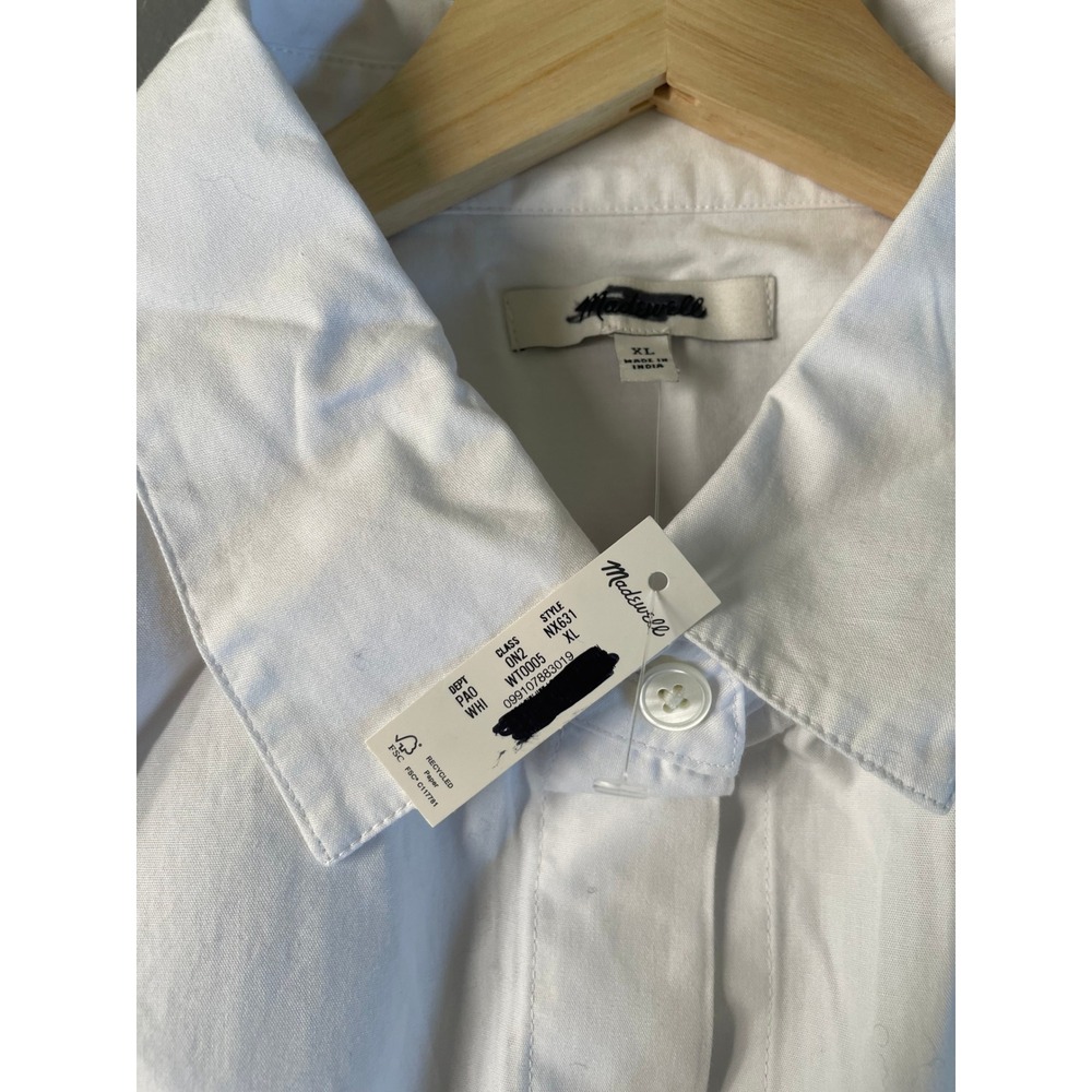 Madewell The Signature Y-Neck Shirt Poplin White Button Down Womens XL NX631 - Picture 7 of 11
